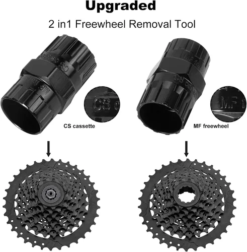 Vista 2 de Oumers Herramienta de extracción de casete de bicicleta, látigo de cadena de bicicleta+llave de pedal+herramienta de extracción de rueda libre 2