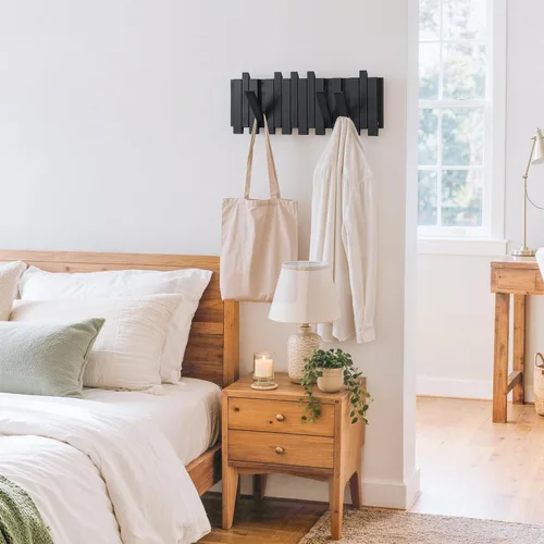 Vista 7 de Perchero de pared para entrada: madera plegable 8 ganchos