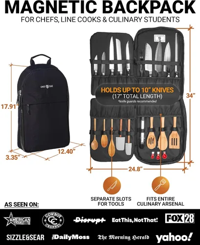 Vista 2 de Chef Sac Mochila para cuchillos de chef con 10 protectores de cuchillos incluidos