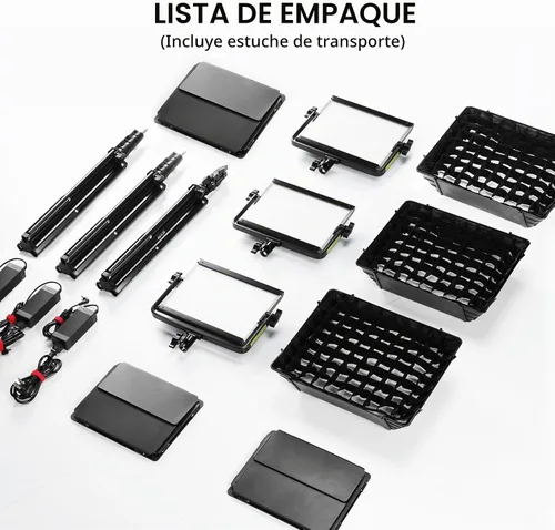 Vista 7 de GVM Kits de iluminación de fotografía RGB con 3 cajas de luz, luces de estudio 880RS 60W con control Bluetooth, 3 paquetes de luz de video con 18