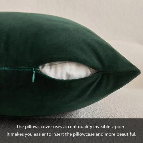 Vista 3 de MIULEE Funda de almohada de terciopelo suave, de lujo, decorativa, de Navidad, funda de cojín rectangular, decoración del hogar para sofá Verde