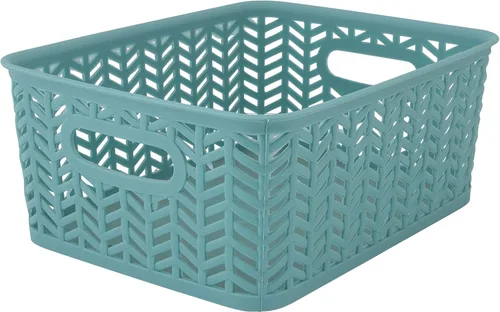 Vista 7 de Simplify Paquete de 3 cestas de almacenamiento pequeñas en espiga, dimensiones: 10 x 8 x 4 pulgadas, diseño de espiga, peso ligero, ideal para baño