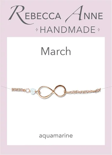 Vista 78 de Pulsera con dije de infinito con piedra natal, joyería hecha a mano, regalo para ella