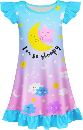 Vista 8 de Sylfairy - Camisones de dormir para niñas, pijamas de unicornio con diseño de princesa para niñas, prendas de dormir