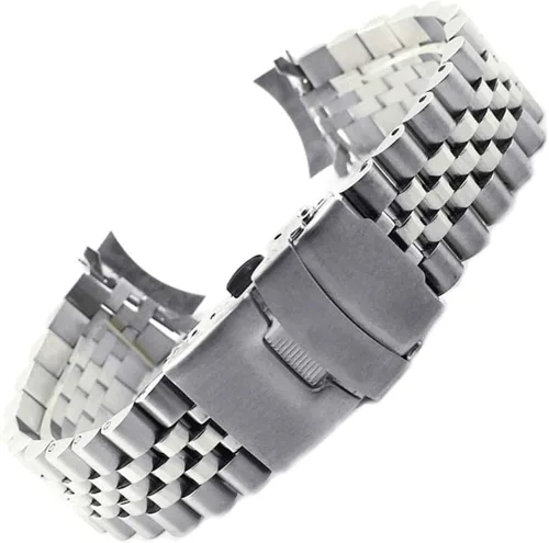 Vista 5 de Curvo de acero inoxidable metal reloj banda pulsera correa hebilla cierre