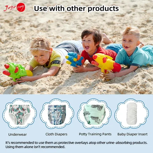 Vista 2 de Joyo roy Ropa interior de plástico para niños pequeños, fundas de pañales para niñas, pantalones de goma para niños pequeños, cubierta de pañales