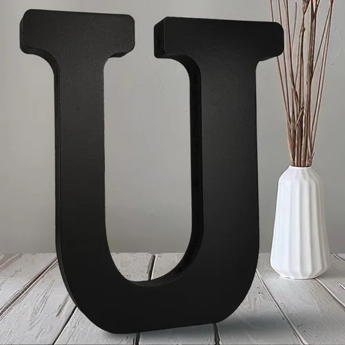 Vista 28 de AOCEAN Letras de madera negra de 10 pulgadas, letras de madera sin terminar para Halloween, letras decorativas de pie, rebanadas, decoración