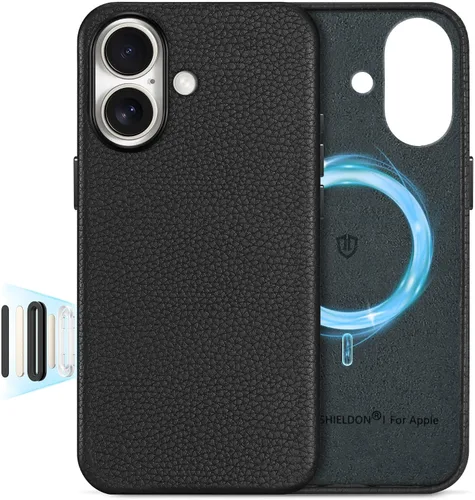 Vista 50 de SHIELDON Funda de piel auténtica para iPhone 17 de 6.3" 2025, color negro