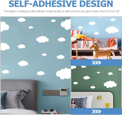 Vista 7 de Nubes blancas para decoración de pared de techo, calcomanías de nubes extraíbles para guardería, dormitorio, sala de estar, calcomanía decorativa