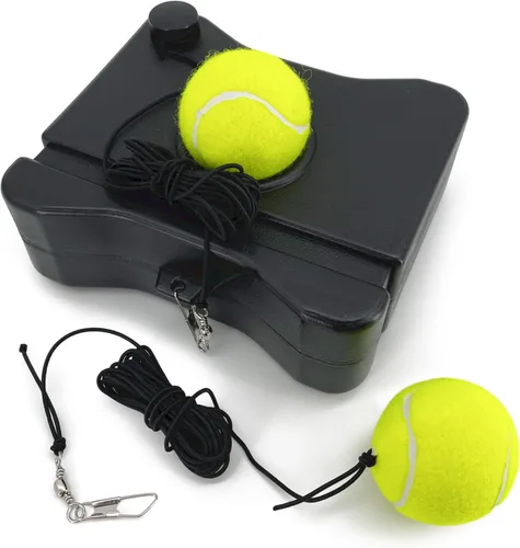 Vista 2 de Entrenador de tenis con base de rebote Equipo de auto entrenamiento con 2 pelotas de tenis