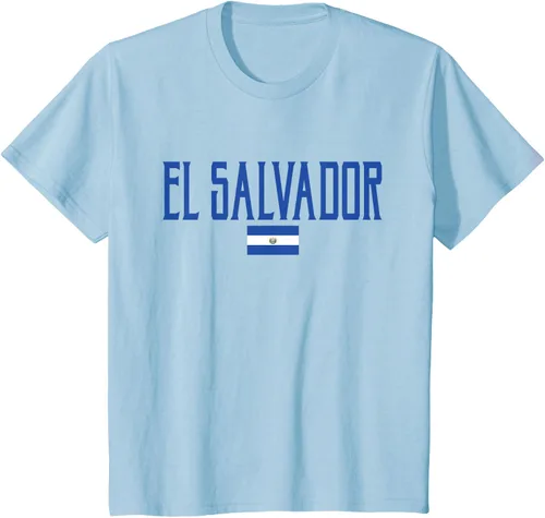 Vista 9 de Camiseta de texto azul con bandera de El Salvador, Negro, S