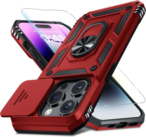 Vista 75 de Janmitta Funda para iPhone 8 Plus/7 Plus/6 Plus, Cubierta de Teléfono con Cubierta Deslizante Integrada para Lente de Cámara + Protector