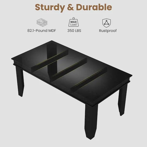 Vista 6 de GarveeHome Mesa de comedor de granja para 6-8 personas, mesas de cocina de 71 pulgadas de largo con marco resistente de madera, mesa rectangular