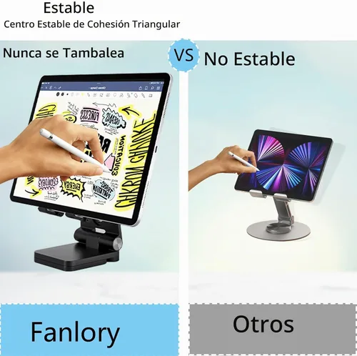 Vista 6 de Fanlory Soporte plegable para teléfono celular, soporte para laptop, altura y ángulo ajustables, soporte plegable para teléfono celular