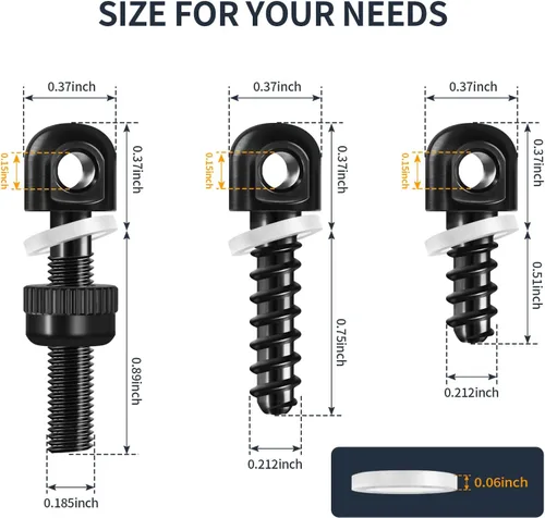 Vista 3 de GUGULUZA Tornillos giratorios para eslinga de madera de 1/2" y 3/4". Pernos giratorios para eslinga de arma de 7/8" para rifles y escopetas con base