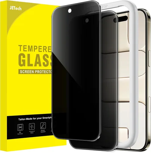 Vista 15 de JETech Protector de pantalla de privacidad para iPhone 15 de 6.1 pulgadas, película de vidrio templado anti espía con herramienta de fácil