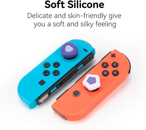 Vista 3 de GeekShare Cute Silicone Joycon Thumb Grip Caps Kawaii Thumbstick Caps Joystick Cover Compatible with SwitchOLEDSwitch Lite,2Pairs4PCS - Cream Heart