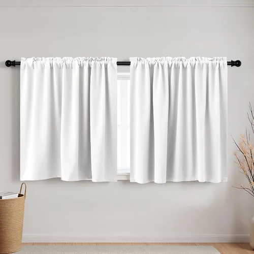 Vista 16 de Cortinas de café KOUFALL de 18 x 24 pulgadas para tratamientos de ventanas pequeñas, niveles de cortinas bohemias opacas para ventanas de RV y Beige