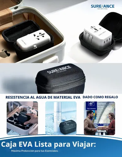 Vista 7 de Adaptador de viaje universal de 70 W, adaptador de enchufe con un cable USB C de carga rápida de 65 W, 1 USB-C PD y 2 USB-A QC, el mejor regalo