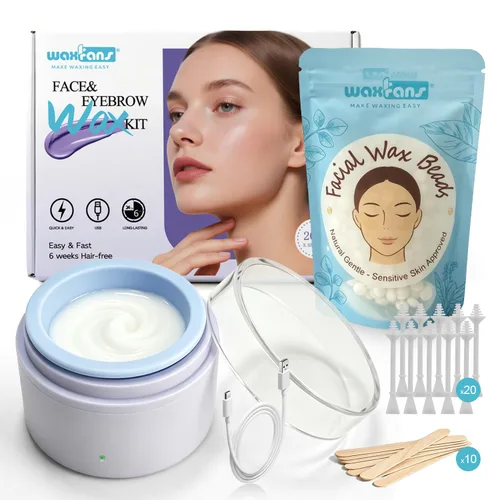 Vista 11 de WaxFans Kit de cera de nariz, kit de cera para nariz, orejas y cejas de hombre, mini olla de cera con cuentas de cera de 3.53 oz y 20 varillas
