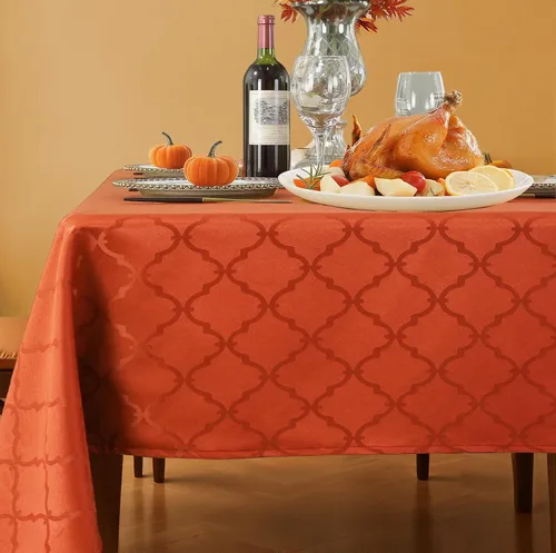Vista 9 de Mantel Sastybale antiarrugas y resistente a las manchas, de tela, rectangular, para mesa de comedor o decoración de fiesta, cubierta de trapo