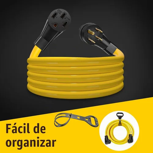 Vista 7 de Cable de extensión de 50 amperios para RV/EV, 4 clavijas NEMA 14-50P a 14-50R 50F/50M cable para caravanas remolques, Tesla modelo 3-S-X-Y, STW