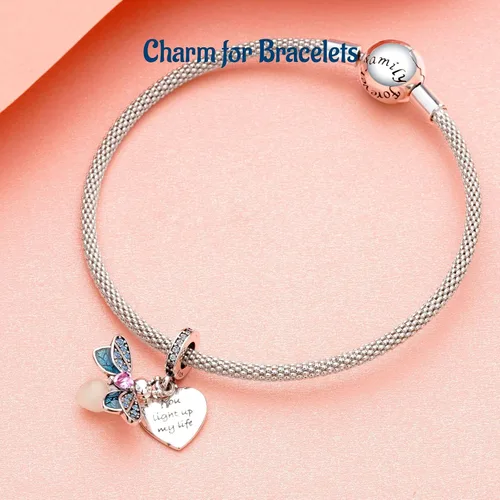 Vista 6 de Charms for Bracelets Family Friends Love Mom Baby Home Flower Dog 925 Sterling Silver Dangle Necklaces Gifts for Women Girls