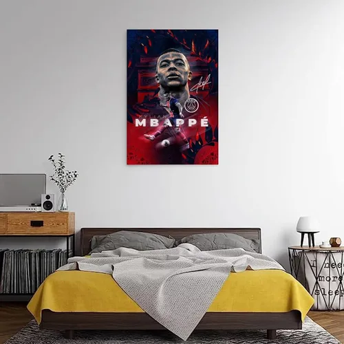 Vista 3 de Mbappe - Póster deportivo de superestrella de fútbol, lienzo de los años 90, arte de pared, decoración estética, pósteres de 08 x 12 pulgadas