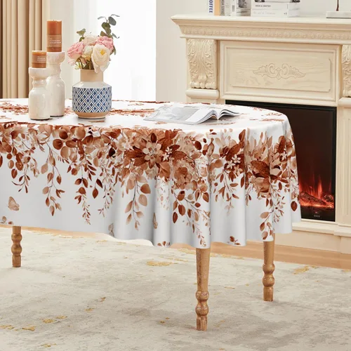 Vista 17 de Horaldaily Mantel de primavera rectangular de 52 x 70 pulgadas, mantel floral de eucalipto azul para decoración de fiestas, pícnic, cenas