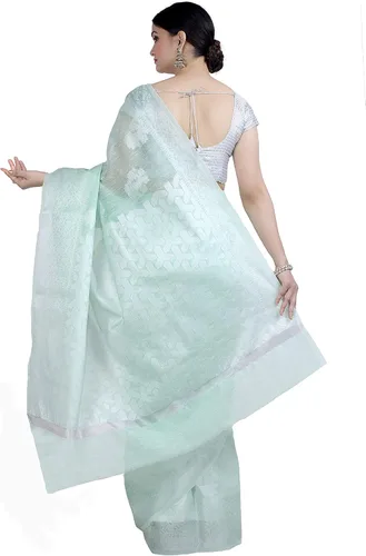 Vista 2 de Chandrakala Sari étnico indio étnico para mujer con blusa sin coser (1310)