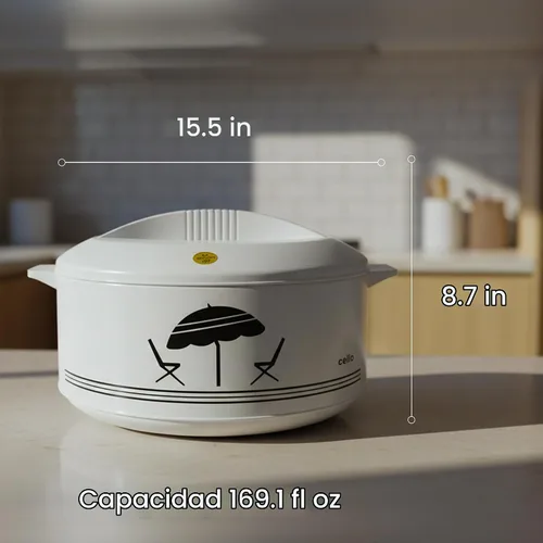 Vista 4 de Cello Chef Deluxe - Cazuela aislada para ollas calientes, 5 litros, color blanco