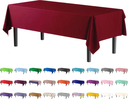 Vista 40 de Party Solids Paquete de 4 manteles de plástico color azul aguamarina, 54 x 108 pulgadas, mantel desechable para fiestas y pícnics