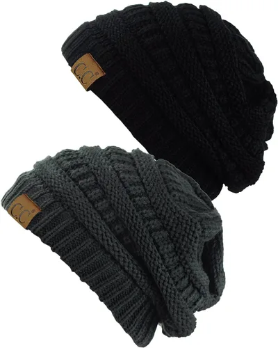Vista 21 de Gorro a la moda de tejido suave abultado, cálido y elástico de C.C