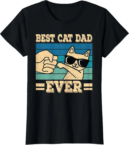 Vista 44 de Best Cat Dad Ever Vintage Funny Cat Lover Retro Men T-Shirt Asphalt Grey