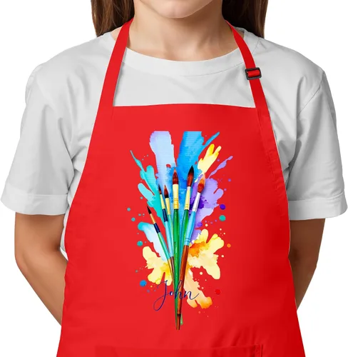Vista 7 de Delantal con nombre personalizado para pintar y manualidades, delantal personalizado, regalo de calcetín de Navidad para niños y niñas Blanco