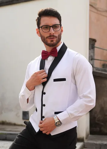 Vista 2 de COOFANDY Chaleco de traje para hombre, ajustado, formal, de negocios, casual, para boda
