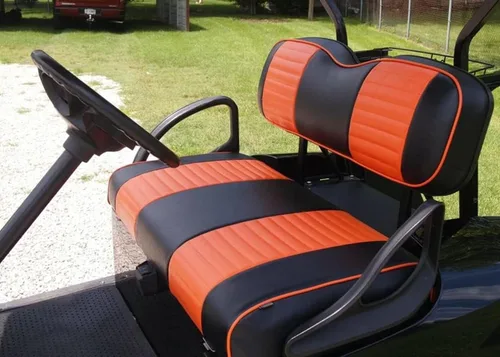 Vista 31 de Cubiertas de asiento delantero para carrito de golf EZGO Medalist, TXT 1994-2013 de Huskey, ajuste personalizado, estilo plisado negro, vinilo
