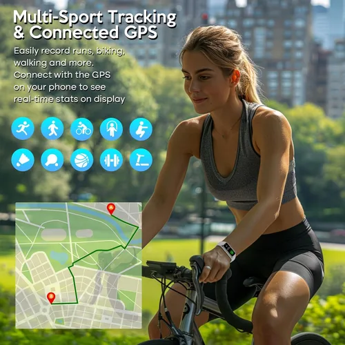 Vista 2 de Rastreador de actividad física para hombres y mujeres, reloj inteligente con presión arterial, frecuencia cardíaca, temperatura corporal y monitor