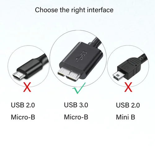 Vista 7 de Pocxwa - Cable de disco duro micro USB 3.0, tipo A macho a cable micro B de 3.3 pies Sincronización de datos de alta velocidad de 5 Gbps