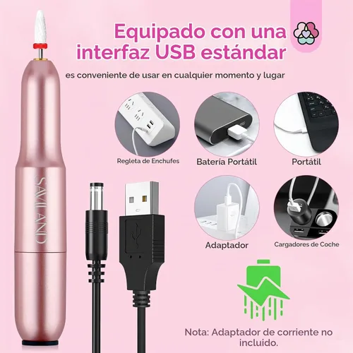 Vista 7 de SAVILAND Taladro Eléctrico para Uñas: Lima Eléctrica para Uñas 2025, Taladro de Uñas Rosa Efile Profesional para Manicura con 6 Piezas de Puntas