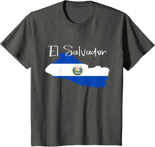 Vista 45 de Camiseta con la bandera de El Salvador, mapa de El Salvador, camiseta de Salvador para mujer