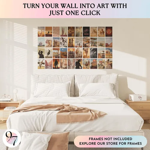 Vista 3 de 97 Decor Decoración de habitación occidental para dormitorio, decoración de pared occidental, impresiones de arte occidental, kit de collage