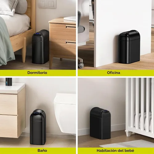Vista 8 de EKO Astro Slim Basurero con sensor, 10L / 2.6 galones, papelera sin contacto con tapa de mariposa de cierre suave, papelera de acero inoxidable