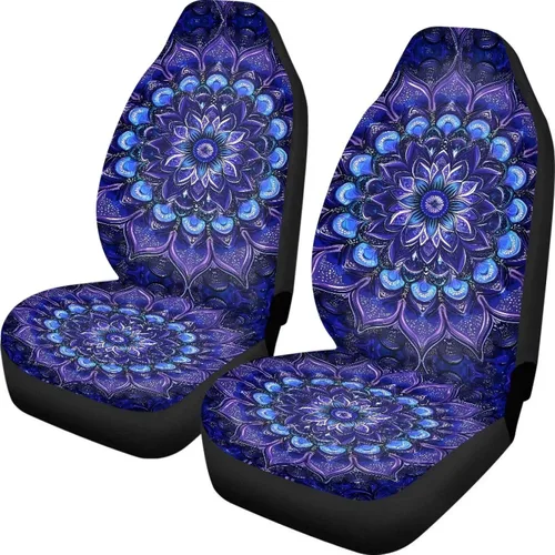 Vista 28 de INSTANTARTS Fundas de asiento de coche con diseño de dalia estética, solo para asientos delanteros, protector de asiento de vehículo, 2 unids/set