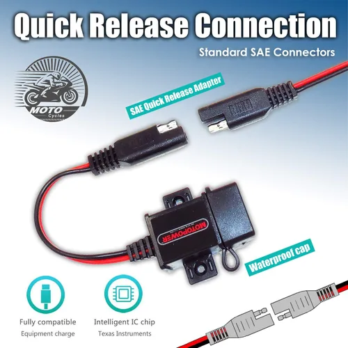 Vista 5 de MOTOPOWER MP0609A Kit de Puerto USB para Motocicleta de 3.1Amp SAE a Adaptador USB para Motocicleta