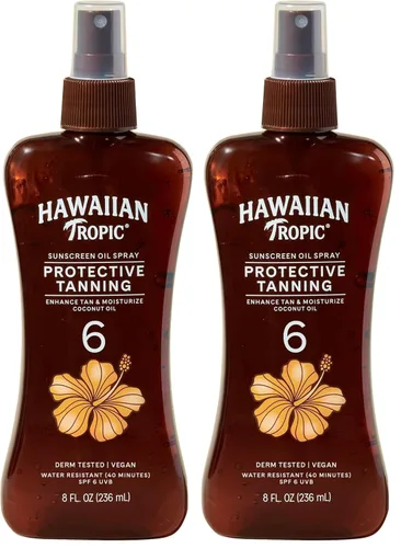Vista 10 de Hawaiian Tropic Aceite de bronceado oscuro, 8 onzas líquidas Aceite corporal hidratante con manteca de cacao, potenciador de bronceado, 8 onzas