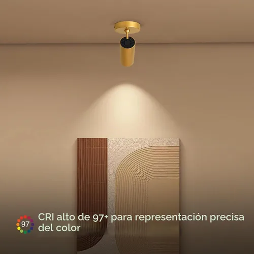 Vista 2 de Aisilan - Foco de techo LED dorado de 9 W regulable, direccional, para interiores, antirreflejos, ángulo ajustable, con cable para imagen Oro 1