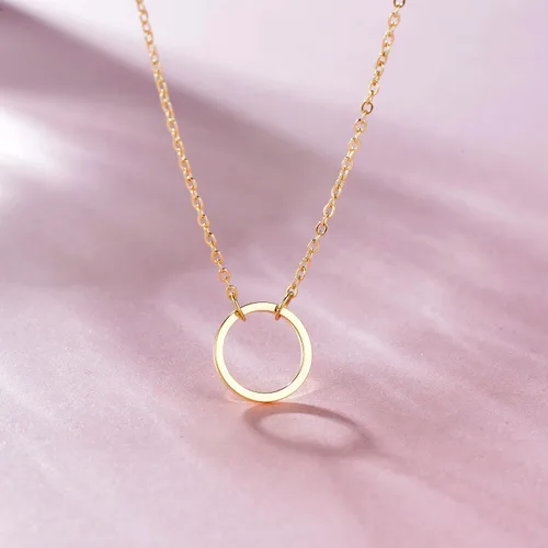 Vista 4 de Fettero Pendant Necklace Gold Choker Layered Coin Open Karma Circle Full New Crescent Moon 14K Gold Plated Dainty Simple Moon Phase Jewelry for