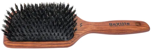 Vista 9 de Spornette Deville Cushion Paddle Brush - Cepillo de cerdas de jabalí con mango de madera, para alisar, alisar, desenredar, peinar y cepillar
