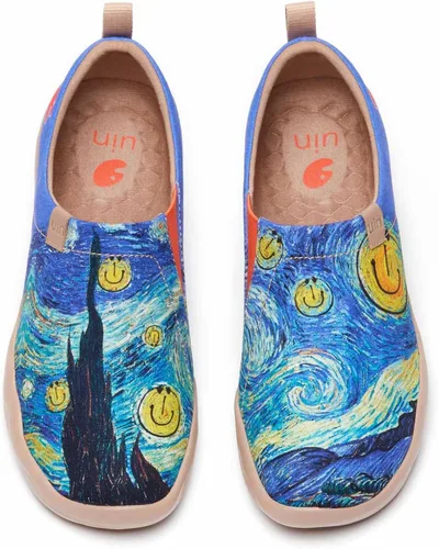 Vista 61 de UIN Mocasines casuales para mujer, de viaje, pintados, para caminar, ligeros, cómodos, de lona, tenis de moda